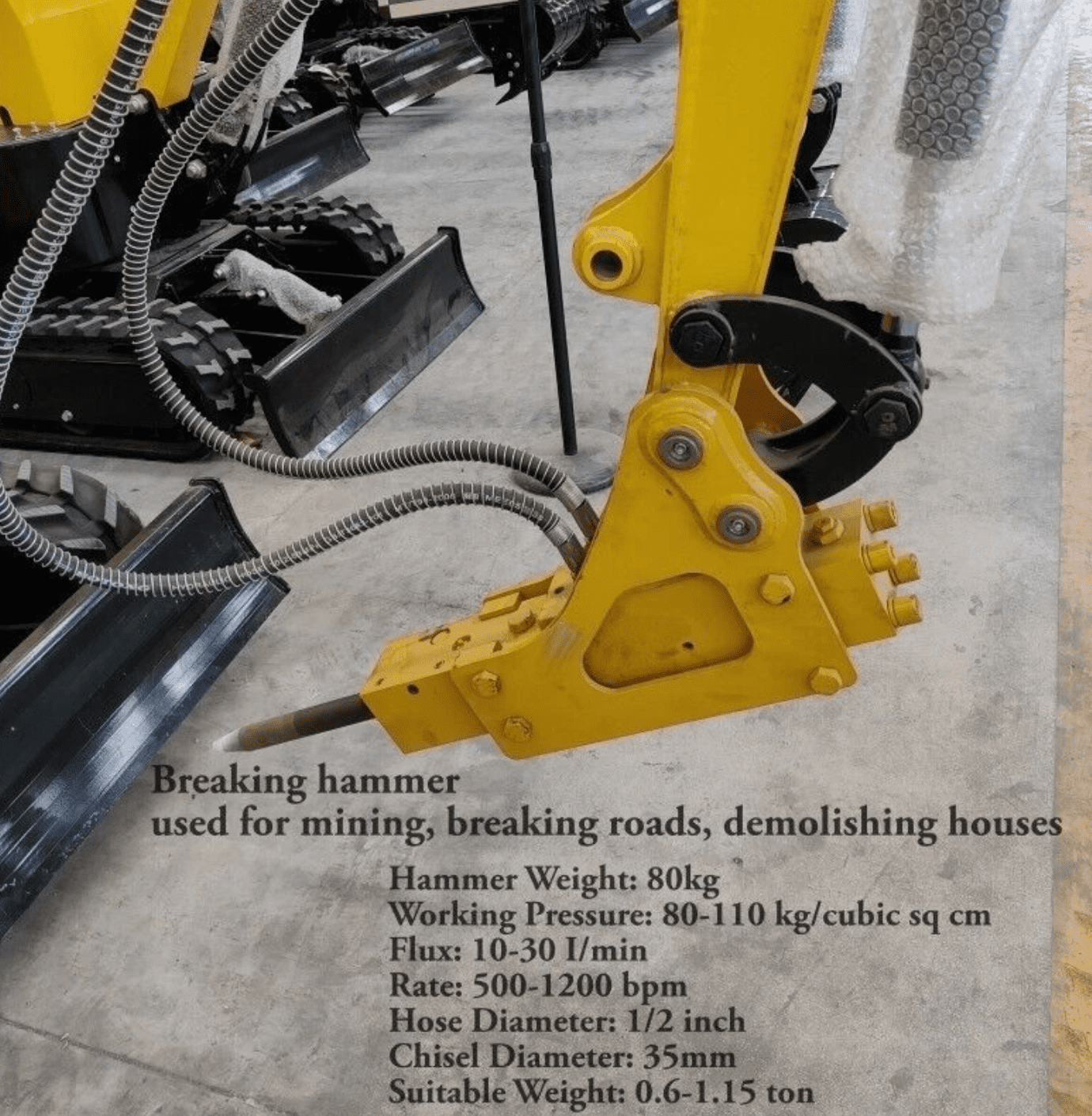 5-in-1 0.8-2 Ton Excavator Attachments Quick Coupler Bucket Ripper Auger Hammer - Image 4