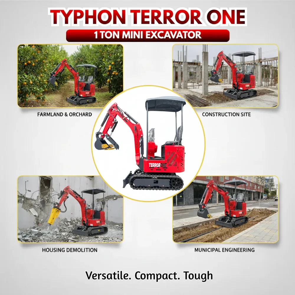 TYPHON TERROR ONE STORM 1 Ton Mini Excavator Trench Digger with Hydraulic Oil Cooler Canopy & Wide Bucket Ideal for Garden, Farm, Park & Road Work Digging, Drilling, Bull-Dozing - Image 9