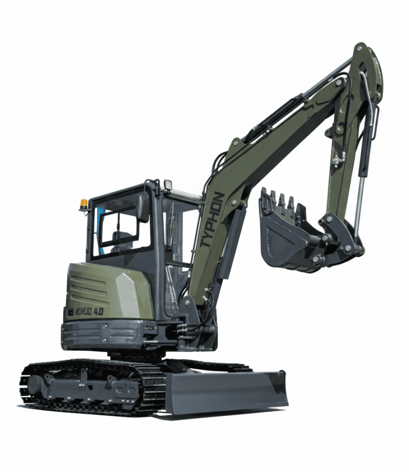 TYPHON KUVUO 4.0 four ton cabin mini excavator w Kubota D1703 Diesel engine Metal Tracks, Boom Swing, AC Heater, Hydraulic Control