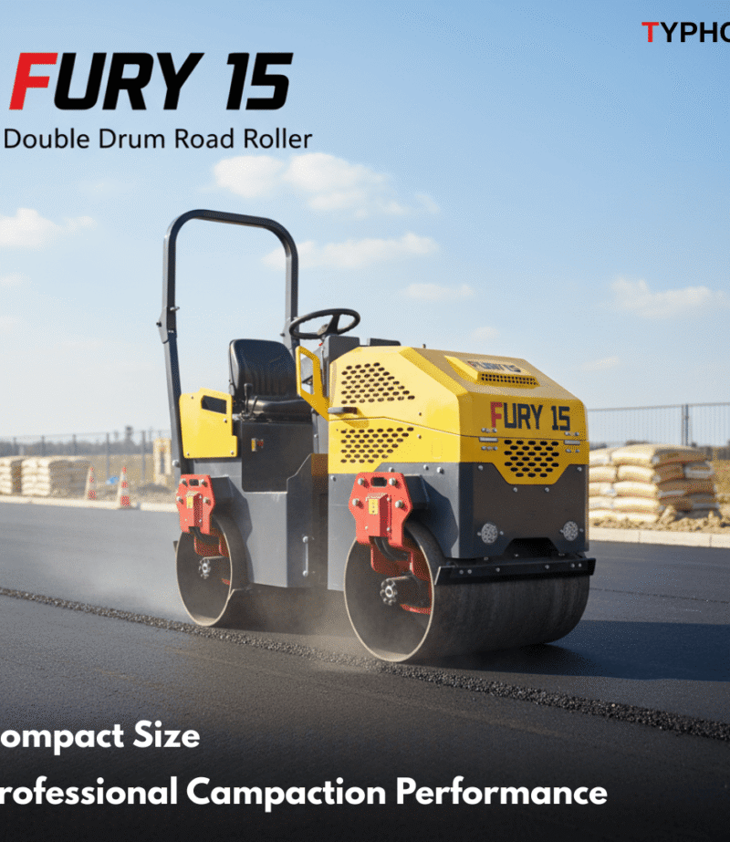 TYPHON FURY 15 Mini Road Roller 1.5Ton 13.5 hp B&S Gas Engine Hydraulic Steering
