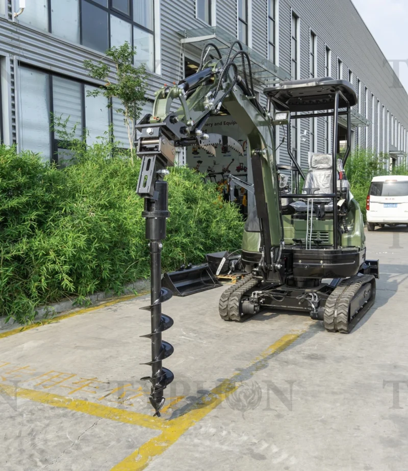 Auger Attachment For 2-3 ton Mini Excavator 7.9in Auger Bit Earth Drilling