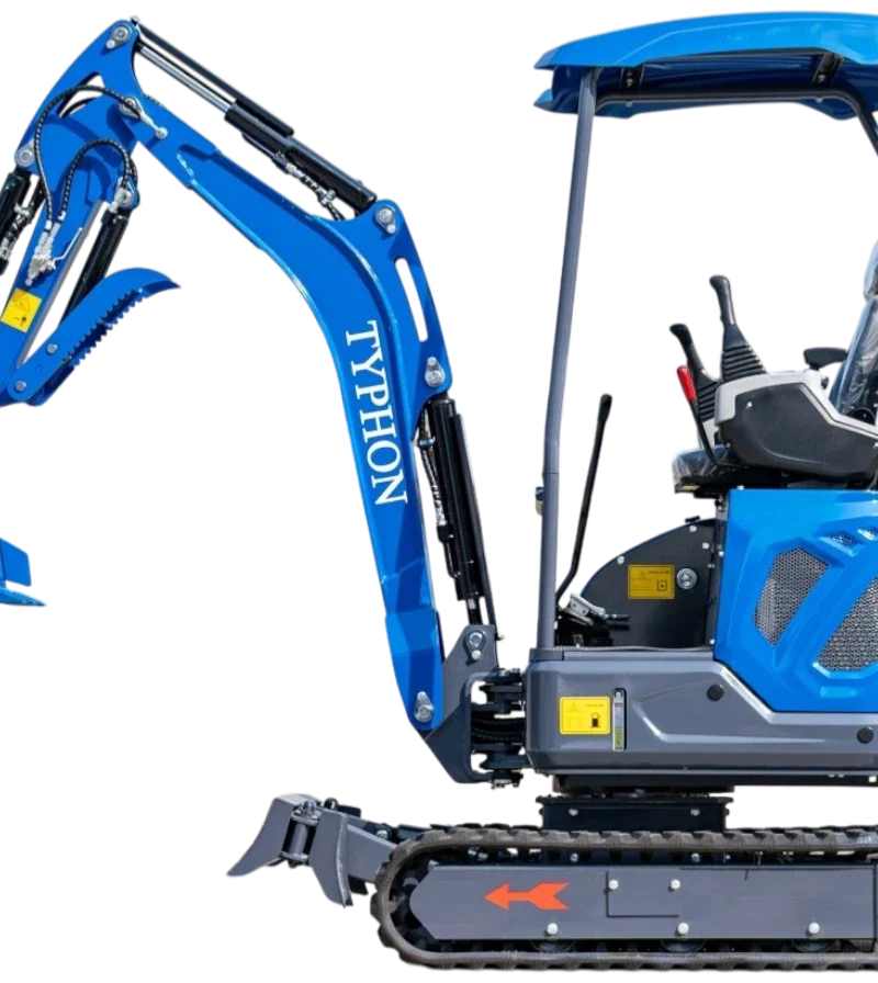 TYPHON TERROR XIX STORM Mini Excavator – 1.8 Ton Trench Digger with Boom Swing, Canopy