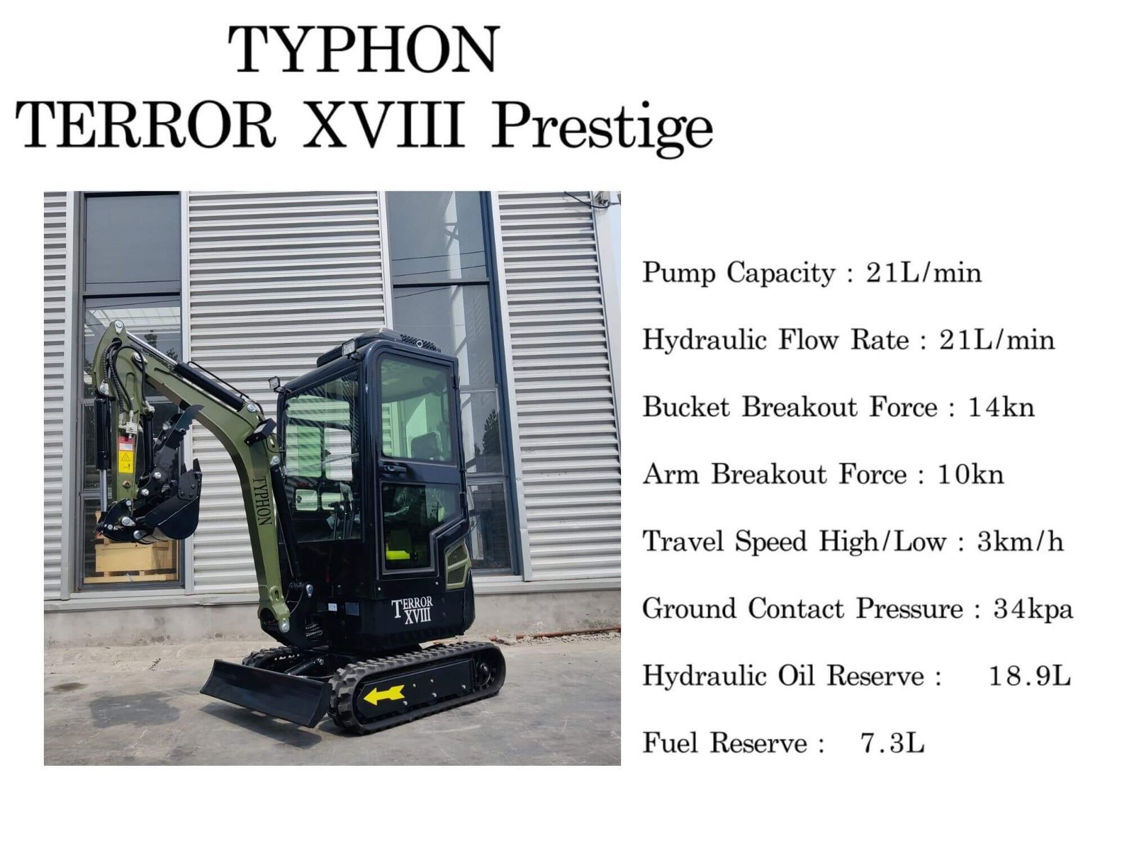 Green TYPHON TERROR XVIII Prestige 2 Ton Mini Excavator KUBOTA Diesel Engine USA - Image 8