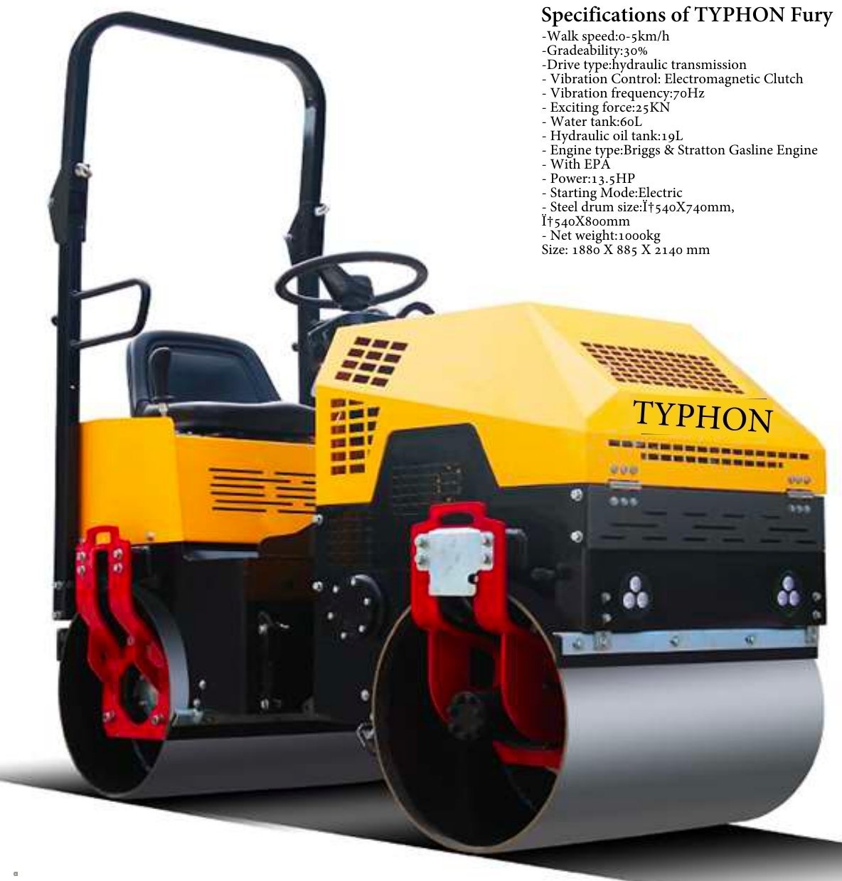 TYPHON FURY 1 Ton Vibratory Compactor Asphalt Roller USA - Image 5
