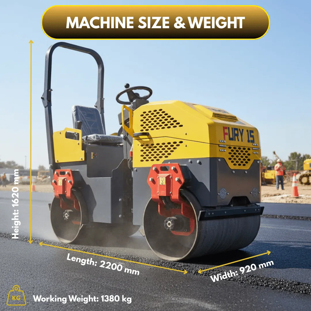 TYPHON FURY 15 Mini Road Roller 1.5Ton 13.5 hp B&S Gas Engine Hydraulic Steering - Image 15