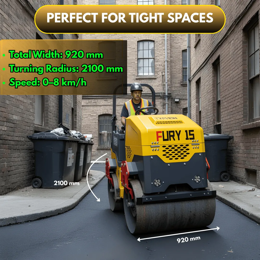 TYPHON FURY 15 Mini Road Roller 1.5Ton 13.5 hp B&S Gas Engine Hydraulic Steering - Image 13