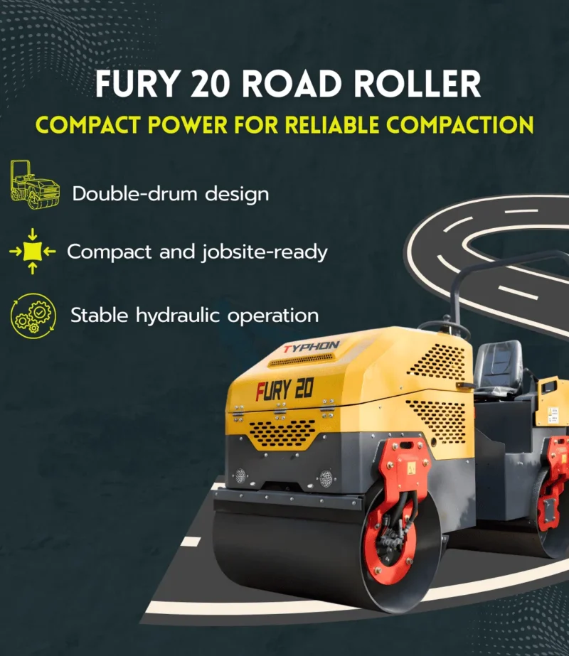 TYPHON FURY 20 Mini Road Roller 2Ton Hydraulic Oil Vibratory B&S 23hp USA engine