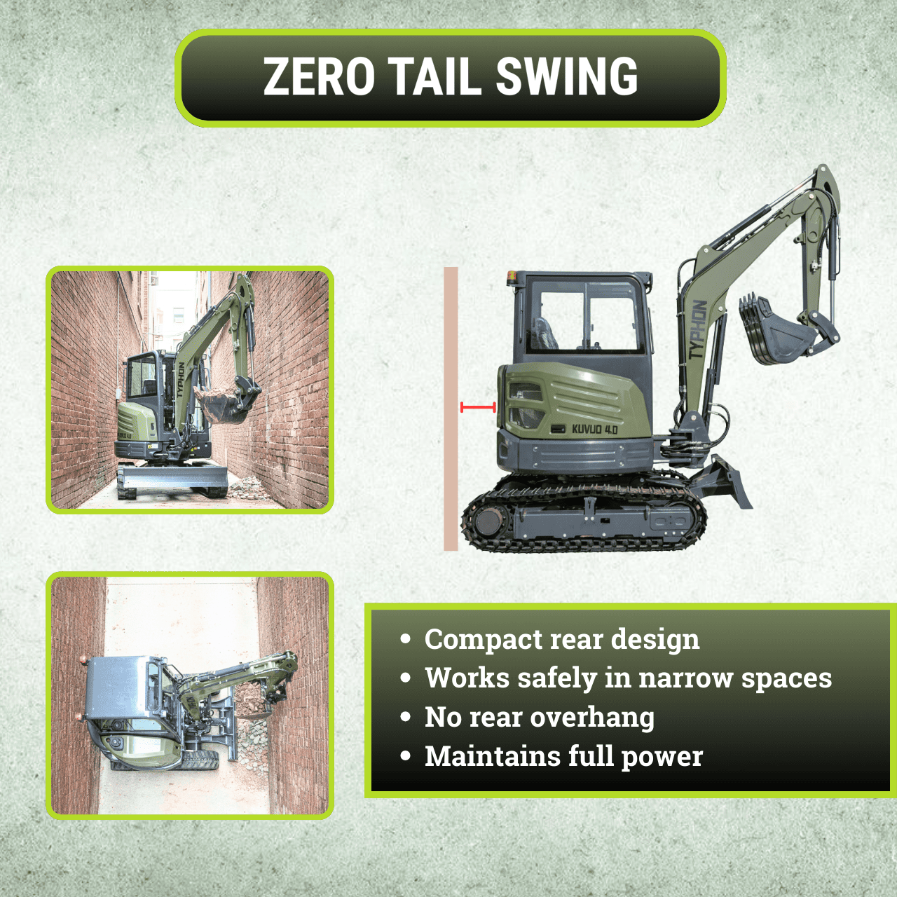 TYPHON KUVUO 4.0 four ton cabin mini excavator w Kubota D1703 Diesel engine Metal Tracks, Boom Swing, AC Heater, Hydraulic Control - Image 14