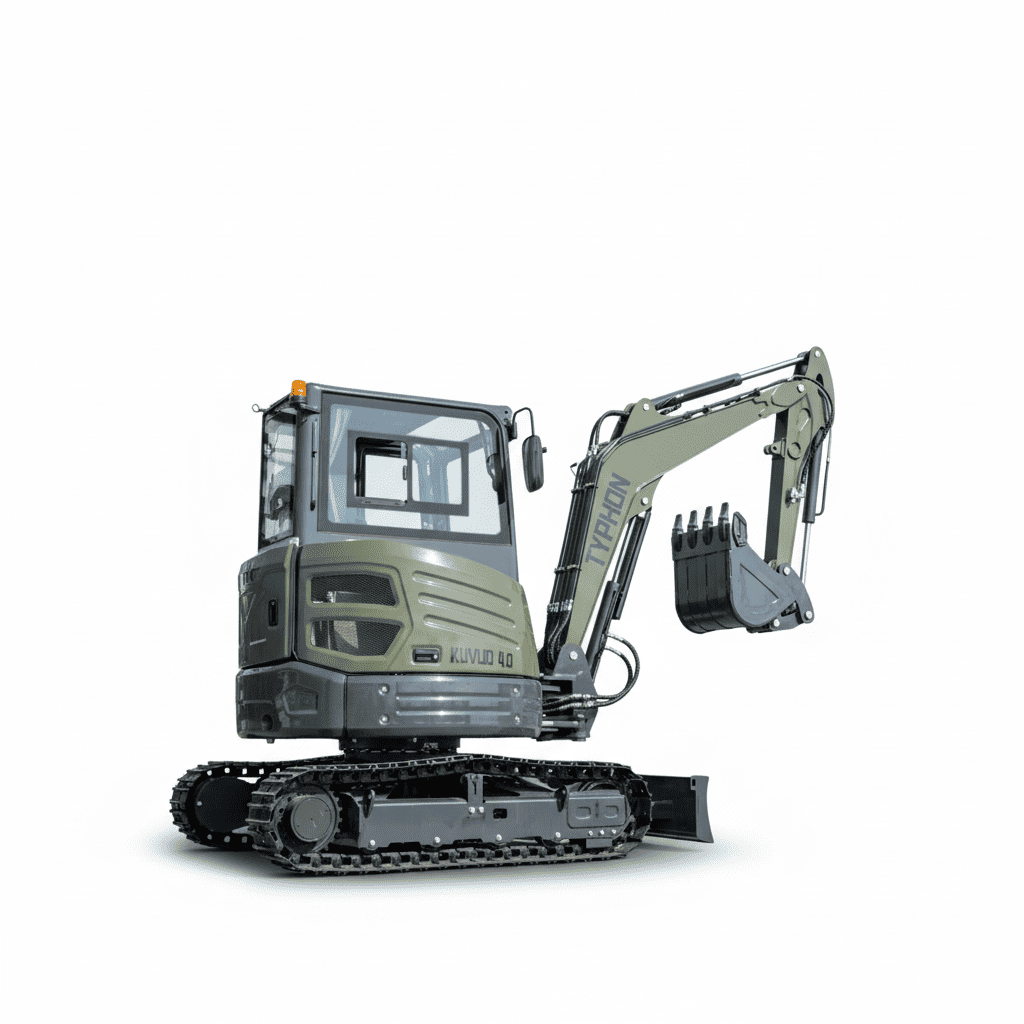 TYPHON KUVUO 4.0 four ton cabin mini excavator w Kubota D1703 Diesel engine Metal Tracks, Boom Swing, AC Heater, Hydraulic Control - Image 6