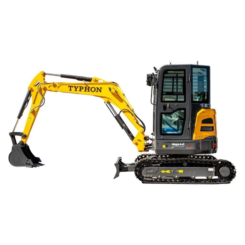 TYPHON NAGA 4.0 Mini Excavator w 4 Ton 24.4hp Yanmar Diesel Engine Metal Track ISO SAE control switch, AC Heater Cabin, 2 Travel Speed - Image 14