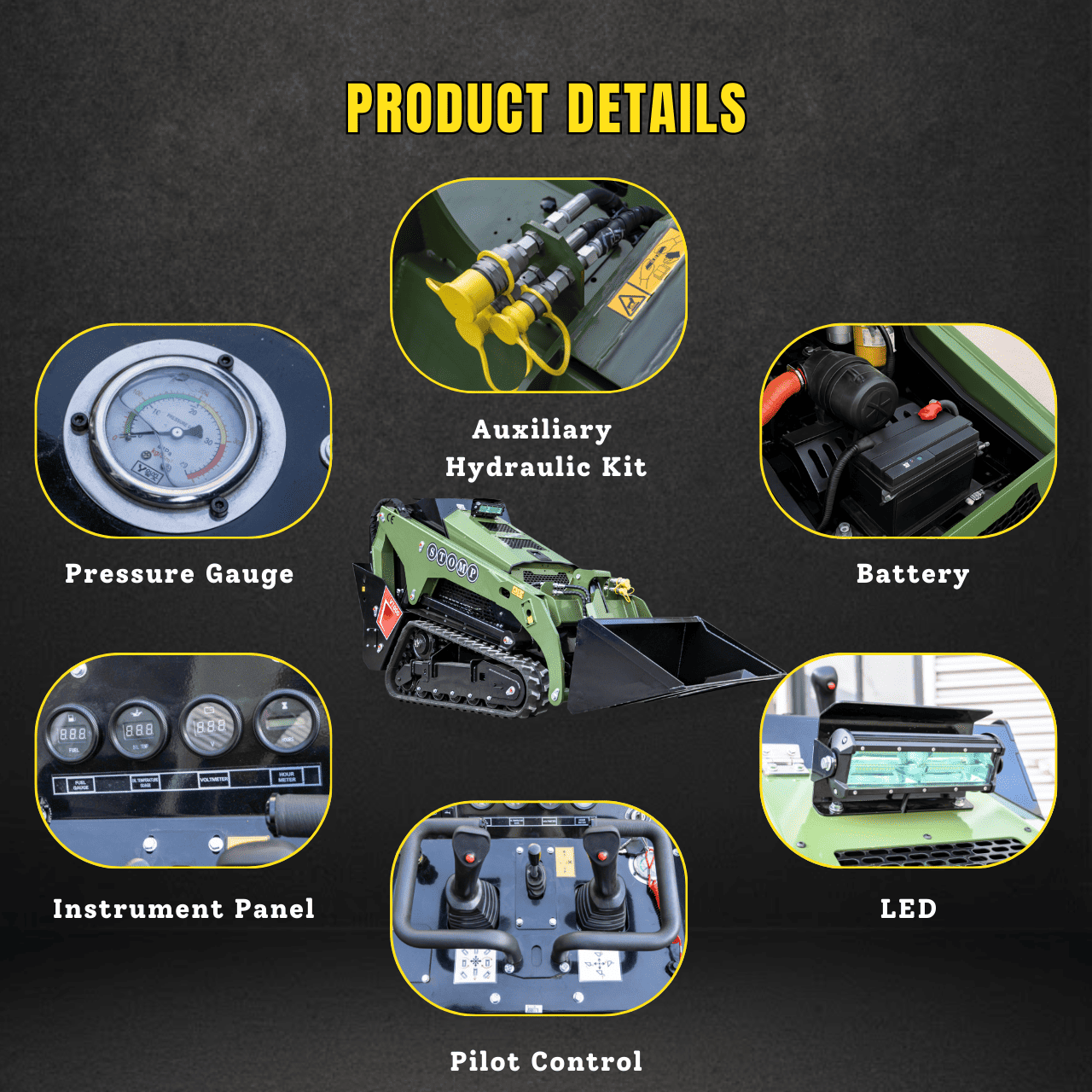 TYPHON Stomp V1000 24HP Kubota D1105 Water Cooled Diesel Skid Steer Pilot Control - Image 9