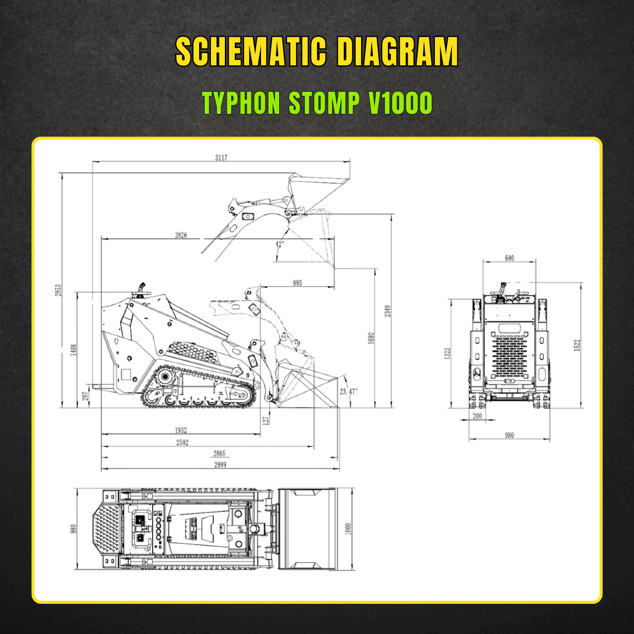 TYPHON Stomp V1000 24HP Kubota D1105 Water Cooled Diesel Skid Steer Pilot Control - Image 3