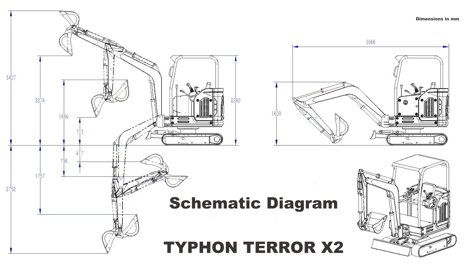 TYPHON TERROR X2 Mini Excavator 2.7 Ton EPA Diesel Perkins Engine USA - Image 5