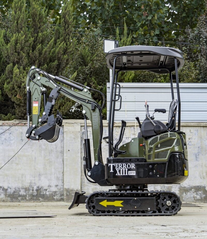 TYPHON TERROR XIII PRO STORM Mini Excavator – 1.3 Ton Trench Digger with Canopy, Hydraulic Thumb Clip, 22.1hp Honda Engine USA