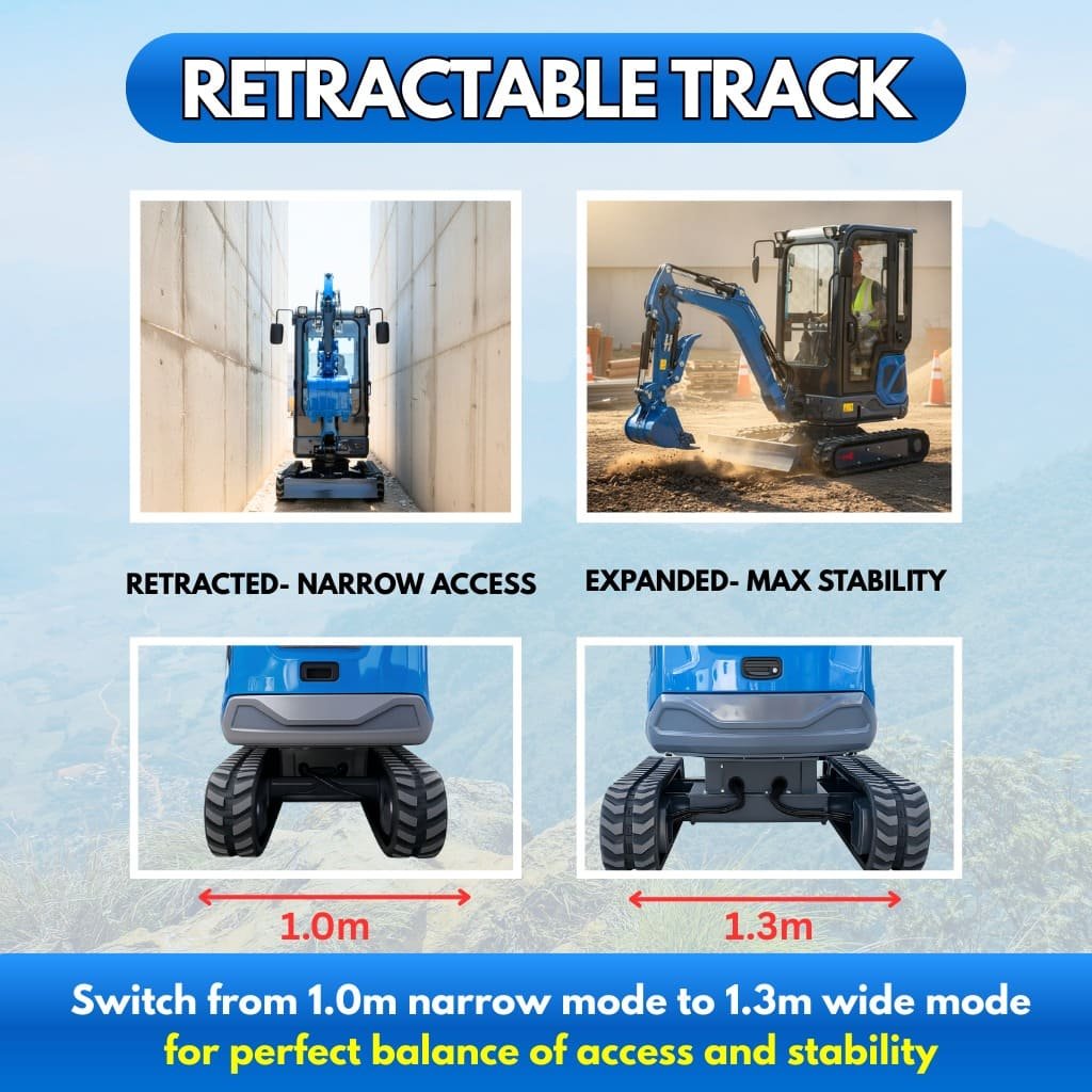 TYPHON TERROR XIX Prestige Cabin Mini Excavator 4200lbs 20.4 HP Kubota D902 with Boom Swing, Retractable Tracks - Image 8