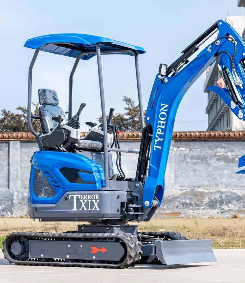 TYPHON TERROR XIX STORM Mini Excavator – 4000lbs Trench Digger with Boom Swing, Canopy, Retractable Tracks