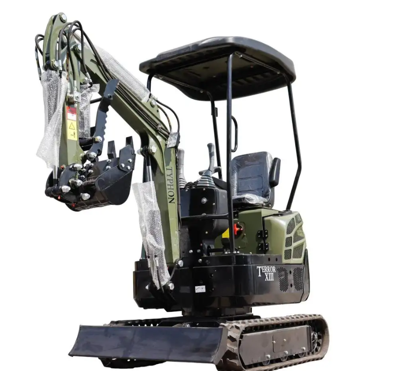 TYPHON TERROR XIII Mini Excavator – 1.3 Ton Trench Digger with Canopy, Hydraulic Thumb Clip, 13.5hp B&S Engine USA