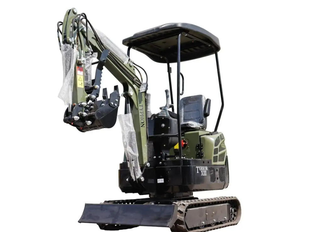 TYPHON TERROR XIII Mini Excavator – 1.3 Ton Trench Digger with Canopy, Hydraulic Thumb Clip, 13.5hp B&S Engine USA