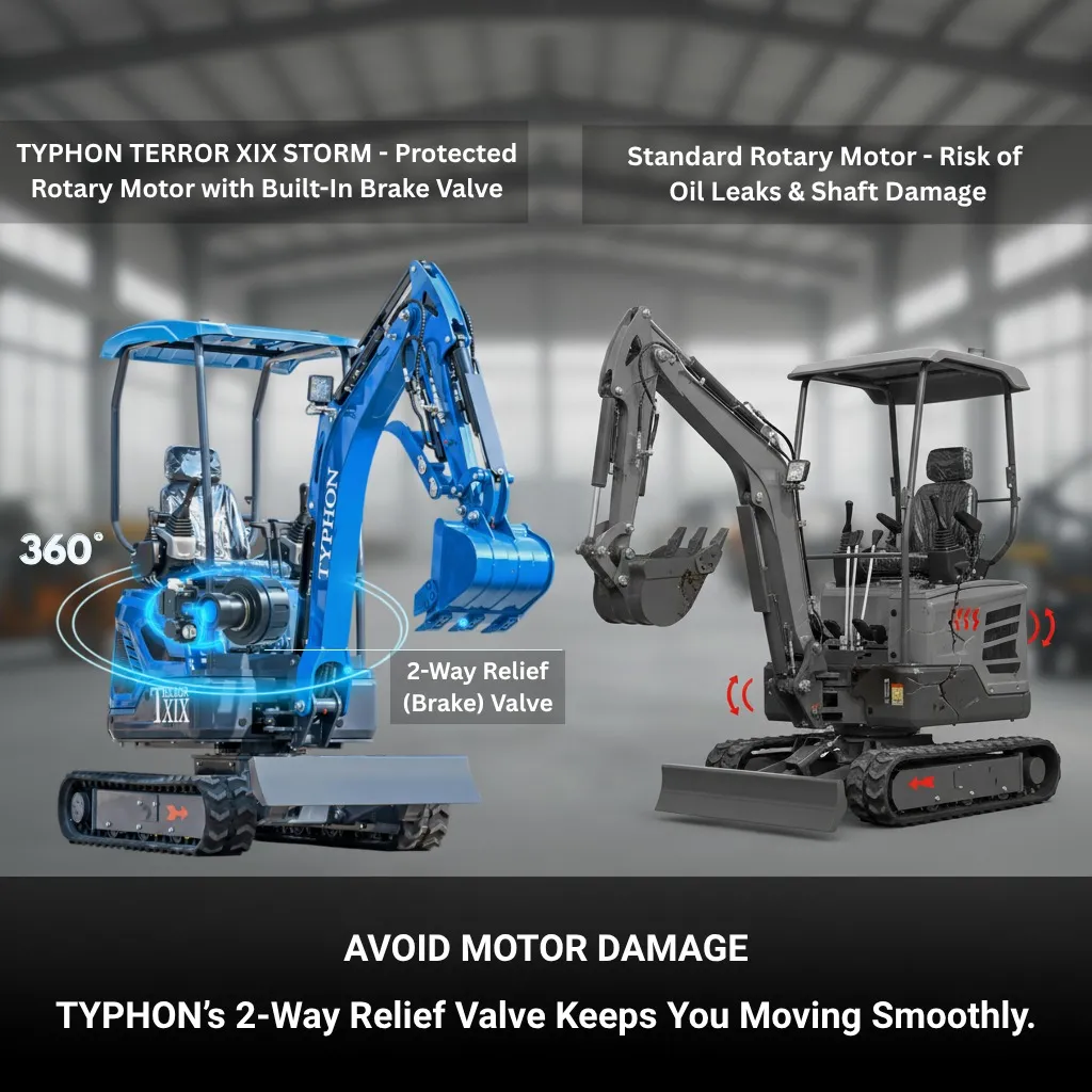 TYPHON TERROR XIX STORM Mini Excavator – 4000lbs Trench Digger with Boom Swing, Canopy, Retractable Tracks - Image 9
