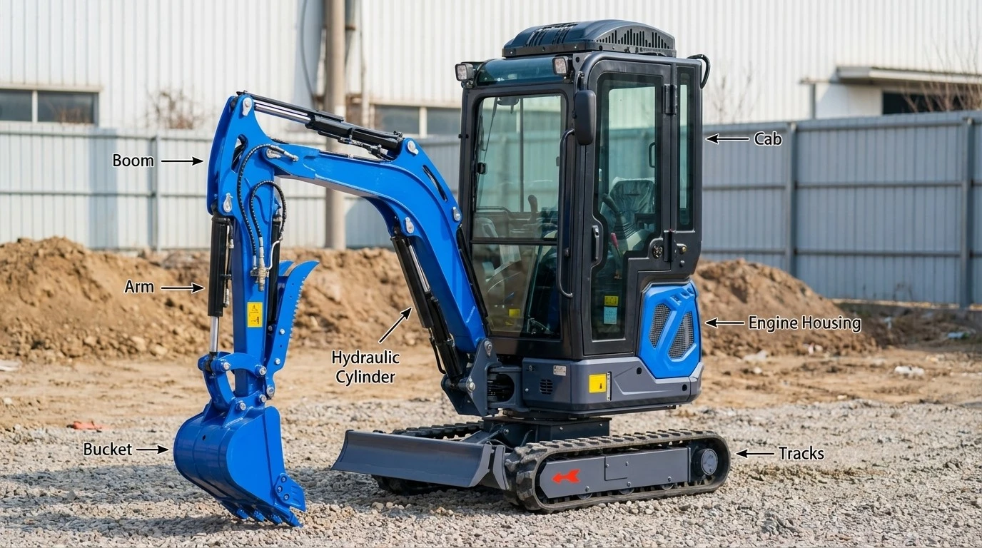 Mini excavator parts and components overview