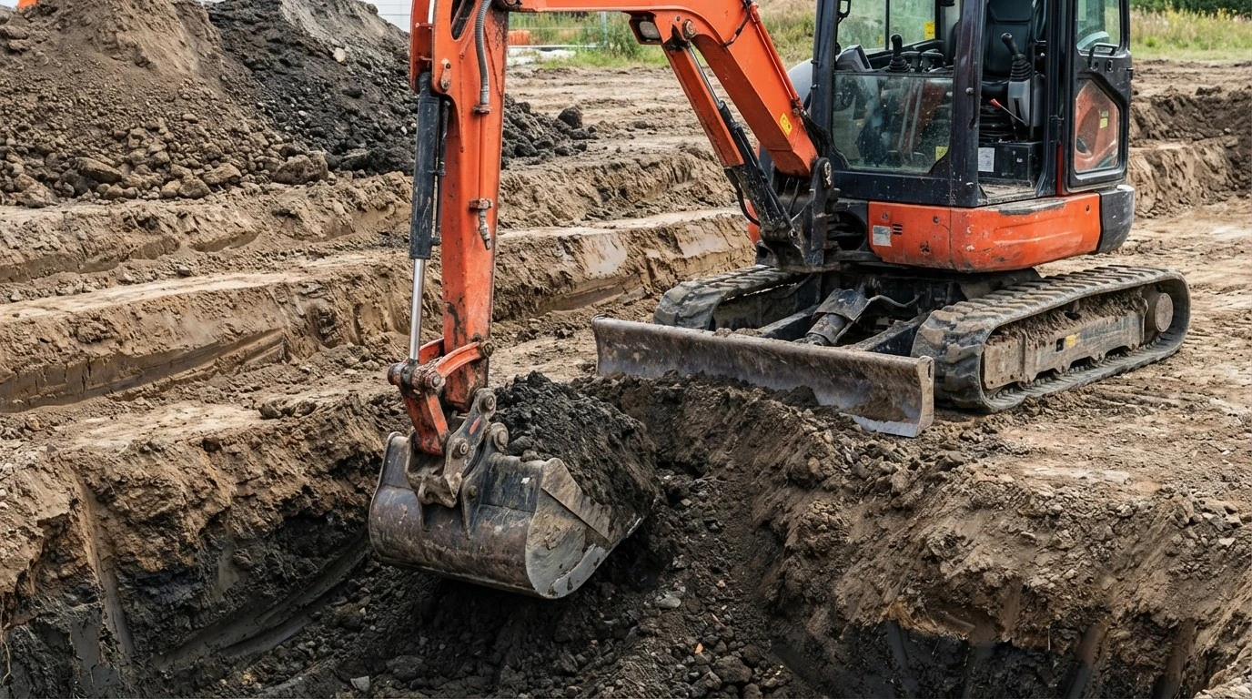Mini excavator heavy digging and deep excavation work