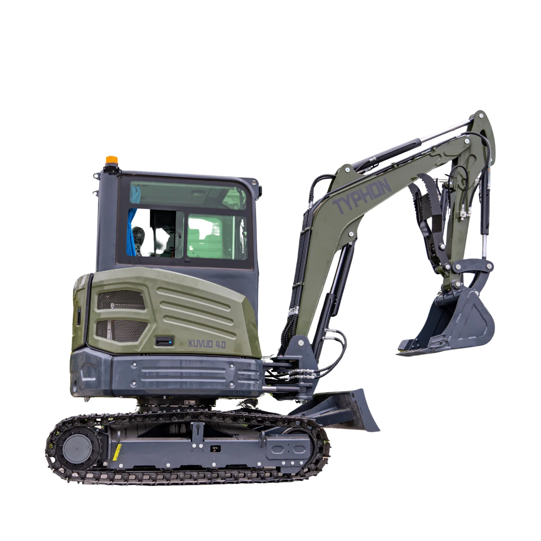 TYPHON KUVUO 4.0 four ton cabin mini excavator w Kubota D1703 Diesel engine Metal Tracks, Boom Swing, AC Heater, Hydraulic Control