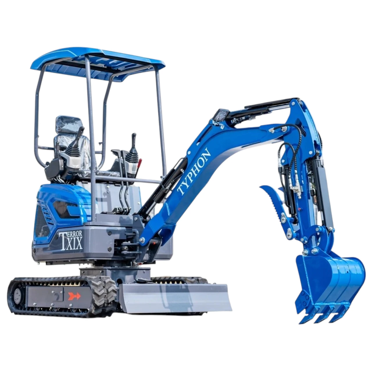 TYPHON TERROR XIX STORM Mini Excavator – 4000lbs Trench Digger with Boom Swing, Canopy, Retractable Tracks