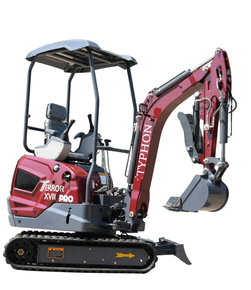 TYPHON TERROR XVII PRO 3800 lbs Mini Excavator Kubota Diesel, Hydraulic Thumb, Dozer Blade & Boom Swing