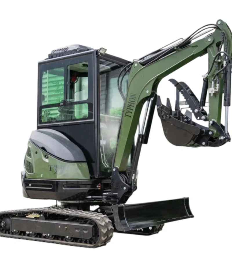 TYPHON TERROR XXV Diesel Mini Excavator 2.7 Ton, 25.1 hp Kubota D1105 RetractableTracks, AC Cabin