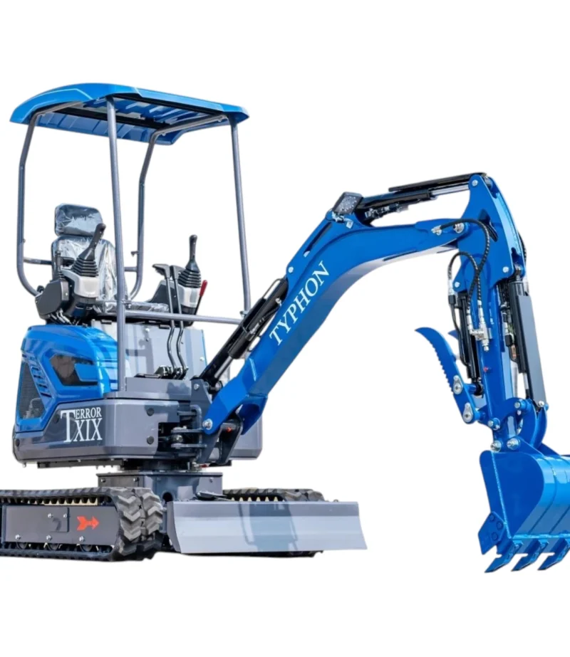 TYPHON TERROR XIX STORM Mini Excavator – 4000lbs Trench Digger with Boom Swing, Canopy, Retractable Tracks