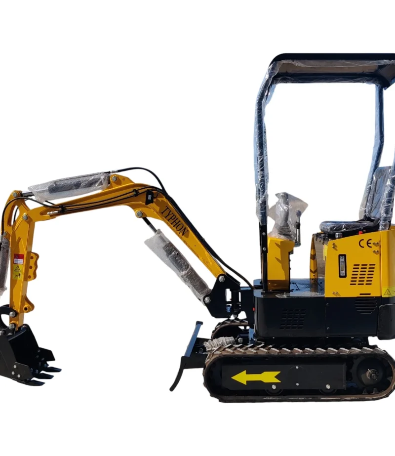 TYPHON TERROR X STORM Mini Excavator – 1 Ton Trench Digger with Canopy, Hydraulic Thumb Clip, Bucket USA