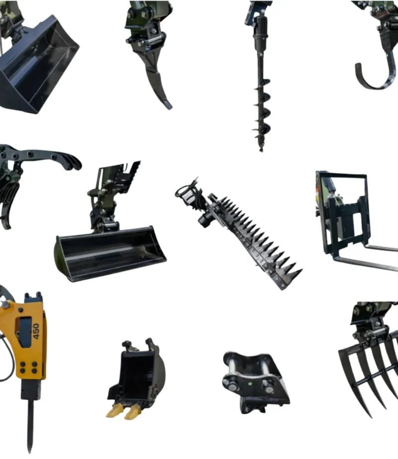 All-in-One 12 PCS Attachment Set Tool Fits 2-3 ton Mini Excavator Terror XXV