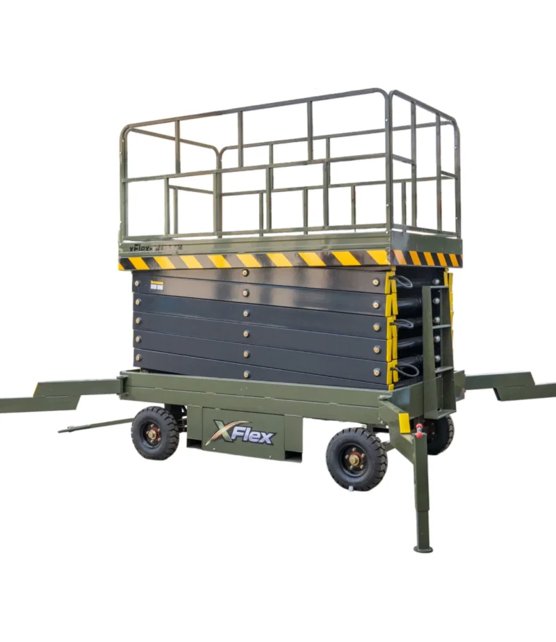 TYPHON xFlex-4065W Walk-Behind Scissor Lift 2.7 Ton with Assisted Walking, Manual outriggers of 40 ft lifting Height & 110V Electric