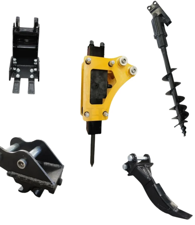 5-in-1 0.8-2 Ton Excavator Attachments Quick Coupler Bucket Ripper Auger Hammer