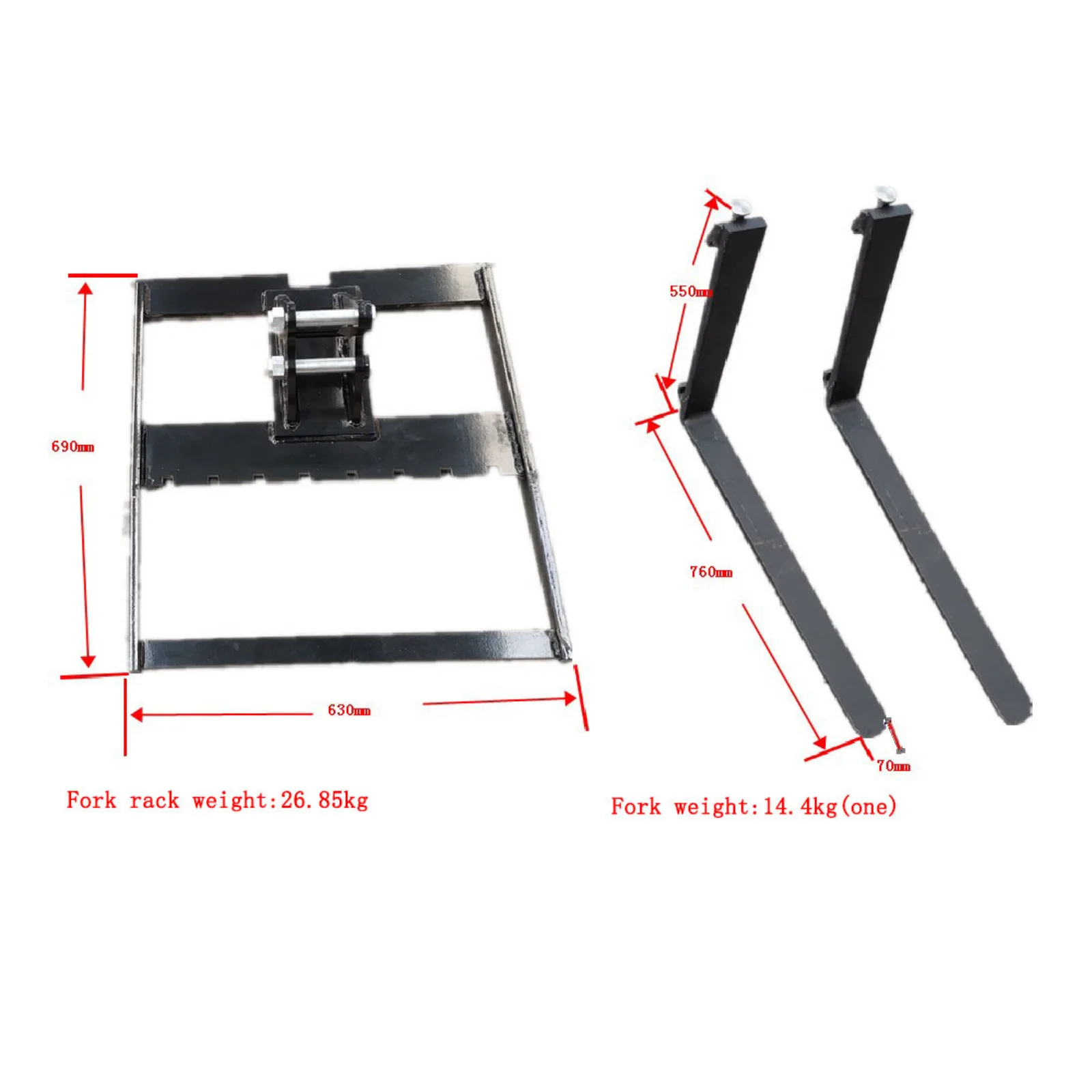 Pallet Fork: Attachment for TYPHON Mini Excavators USA - Image 2