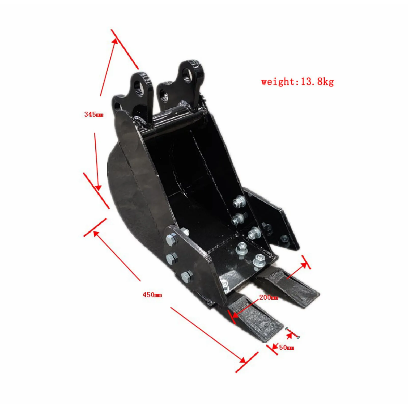 200mm Narrow Bucket: Attachment for TYPHON Mini Excavators USA - Image 2