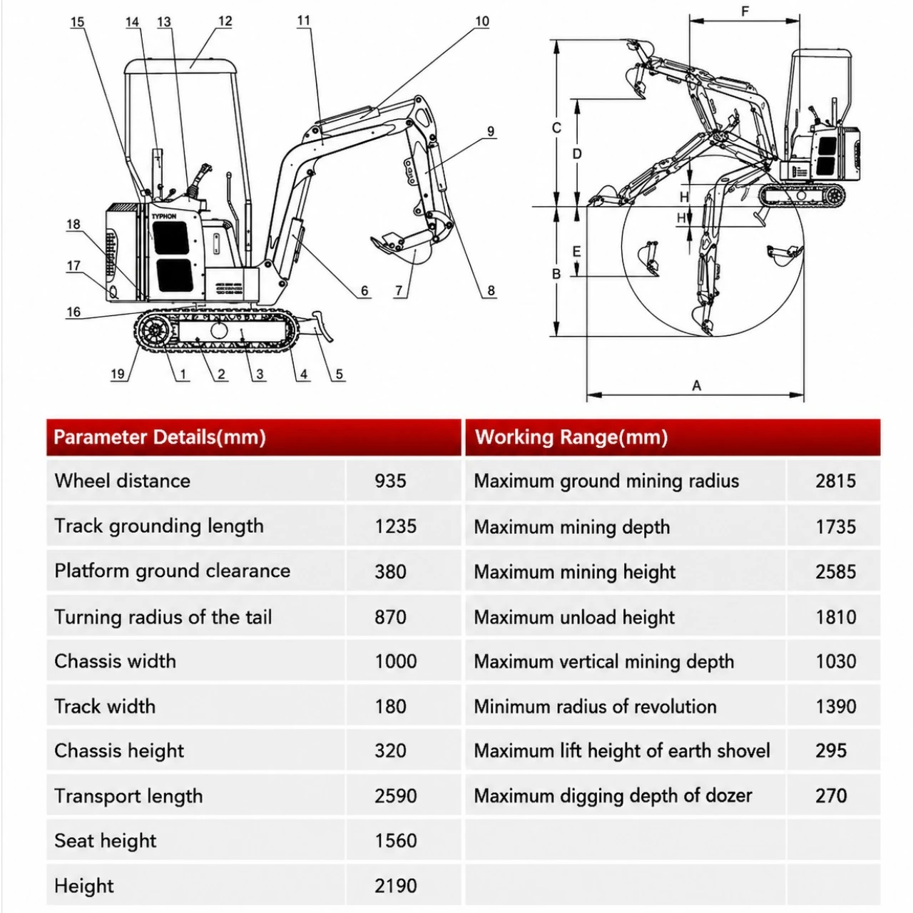 TYPHON TERROR XV STORM Mini Excavator – 1.05 Ton Trench Digger 13.5hp B&S EPA Engine USA - Image 2