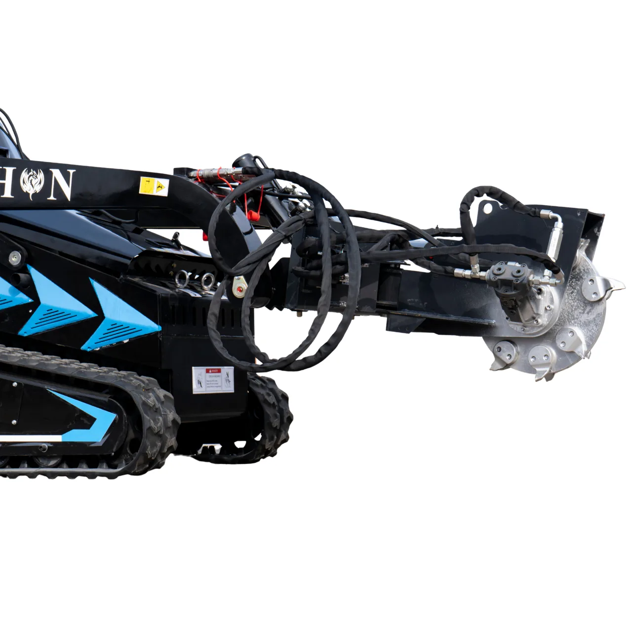 Hydraulic Swing Stump Grinder Attachment for TYPHON STOMP X1300 & STOMP 509 Mini Skid Steers - Image 2