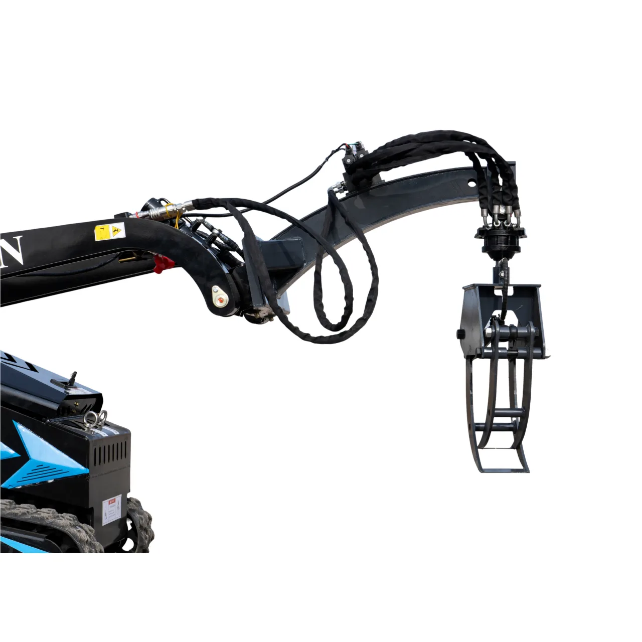 360° Hydraulic Rotary Wood Grabber for TYPHON STOMP X1300 & STOMP 509 Mini Skid Steers - Image 3