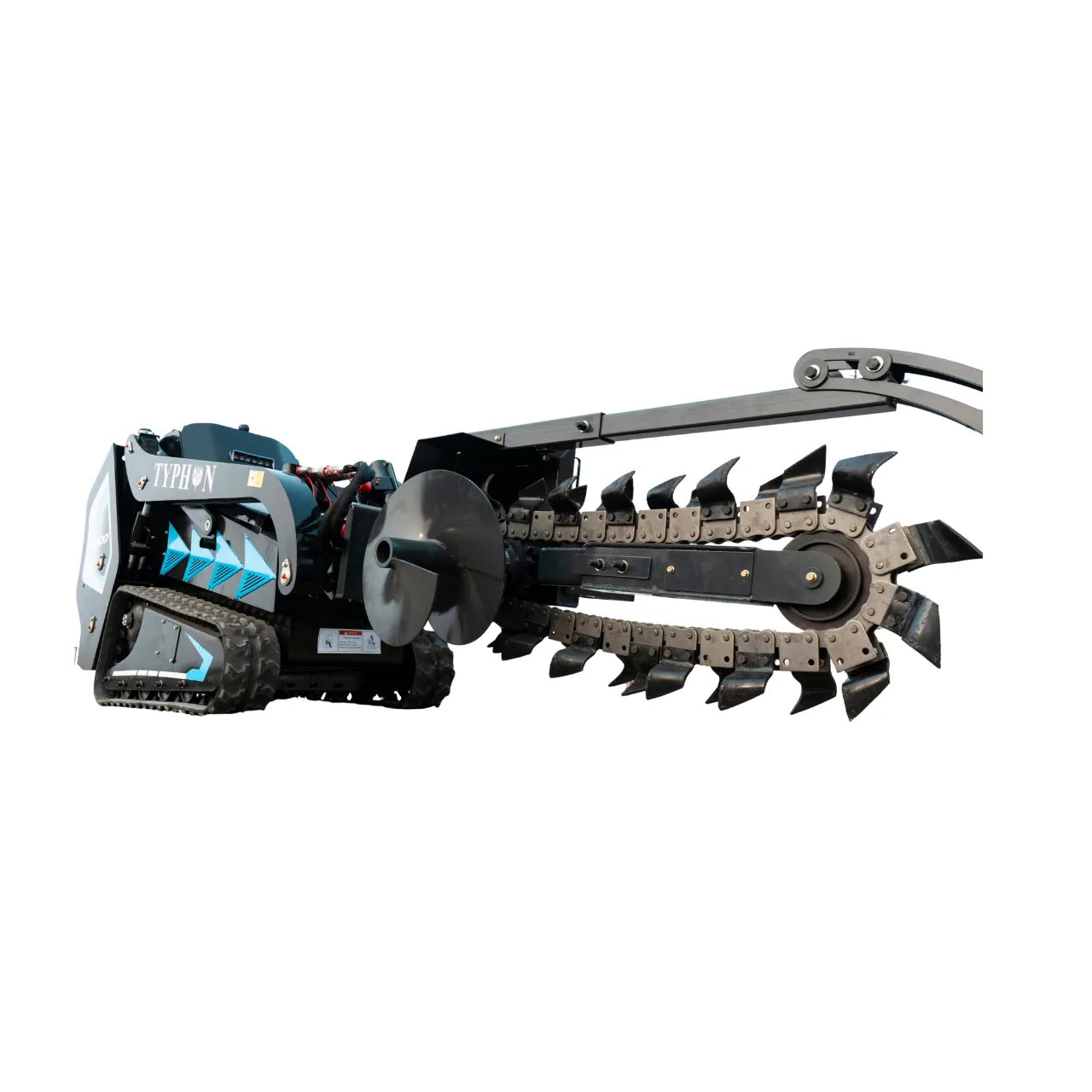 800mm Hydraulic Chain Trencher Attachment for TYPHON STOMP X1300 & STOMP 509 Mini Skid Steers - Image 4