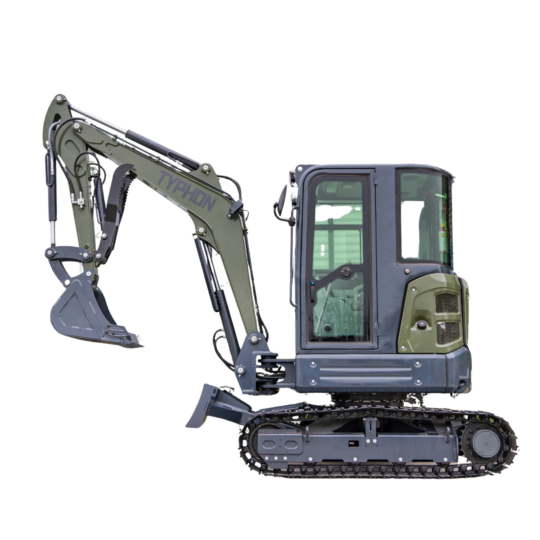 TYPHON KUVUO 4.0 four ton cabin mini excavator w Kubota D1703 Diesel engine Metal Tracks, Boom Swing, AC Heater, Hydraulic Control - Image 5