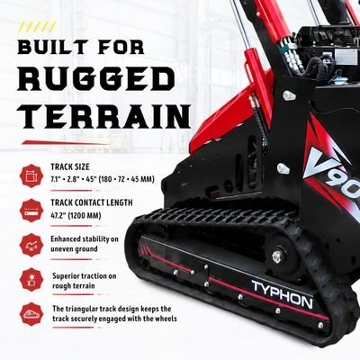 Brand New TYPHON STOMP V900 1.4 Ton Mini Track Loader Featuring Dual Auxiliary Hydraulics & Kubota D1105 25HP USA Engine - Image 8