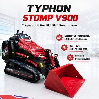 Brand New TYPHON STOMP V900 1.4 Ton Mini Track Loader Featuring Dual Auxiliary Hydraulics & Kubota D1105 25HP USA Engine - Image 7