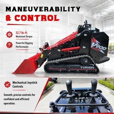 Brand New TYPHON STOMP V900 1.4 Ton Mini Track Loader Featuring Dual Auxiliary Hydraulics & Kubota D1105 25HP USA Engine - Image 6