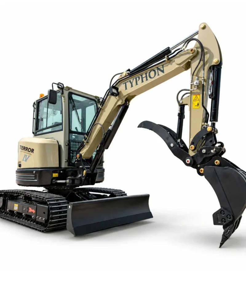 TYPHON TERROR IV PROPACT 9,000 lb Mini Excavator – Kubota D1703, AC/Heat Cab & Metal Tracks
